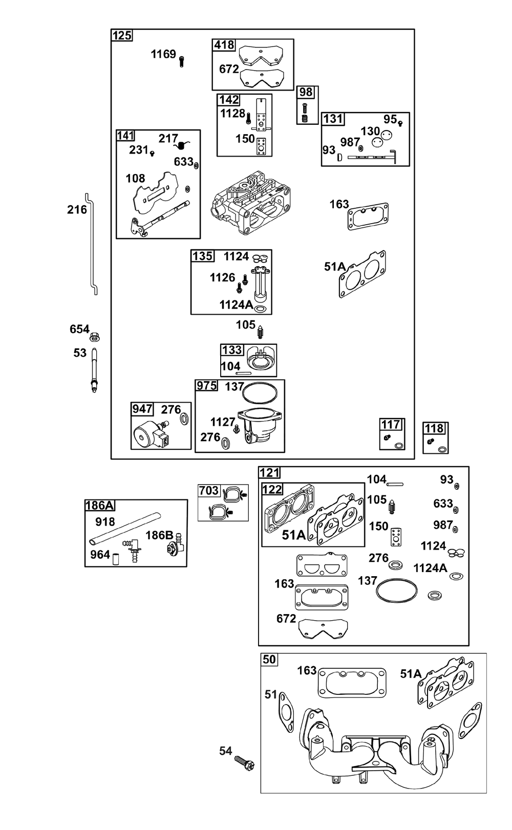 Carburetor Group Diagram and Parts List for 49R977-0016-G1  Briggs and Stratton Engine